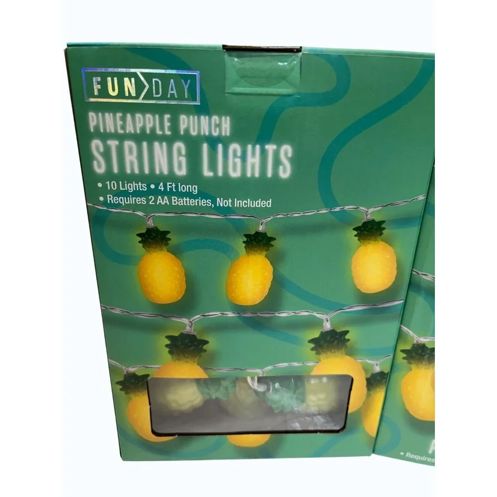 3 pk Funday Pineapple String Lights 10 Lights 4 Ft Long Battery Operated Cruise‎